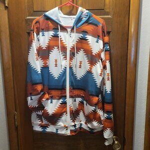 Western style hoodie zip up